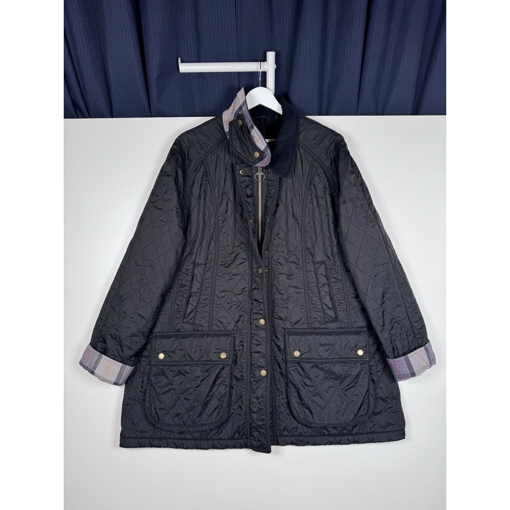 BARBOUR Beadnell Polarquilt Jacket - Corduroy Collar Black - Women's Plus 1X